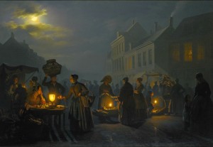 A market at night